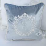 Light Blue Velvet Initial Pillow