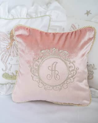 Pink Velvet Initial Pillow