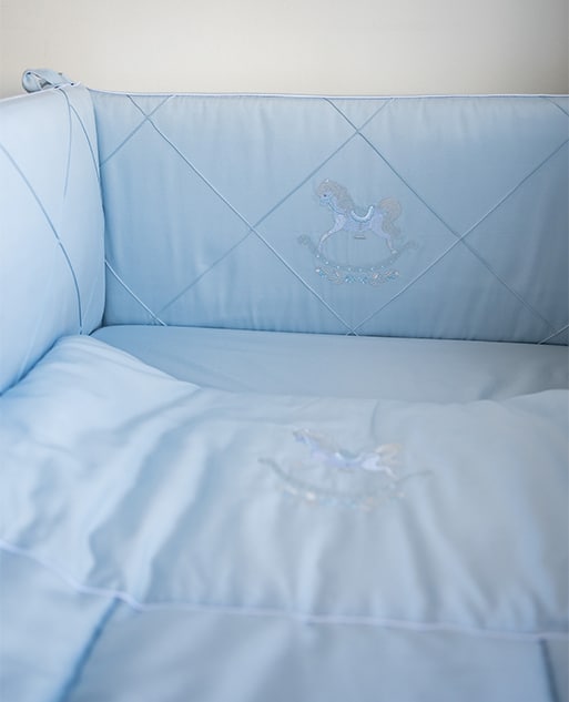 Luxury Baby Bedding “Blue Rocking Horse”