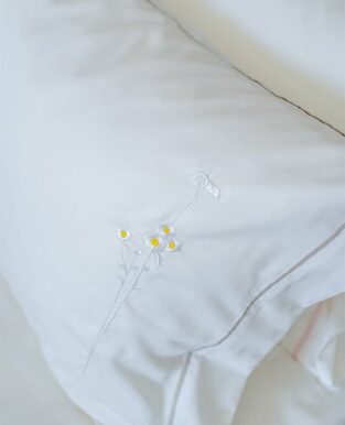 Pillow Case “Flower” with light grey piping