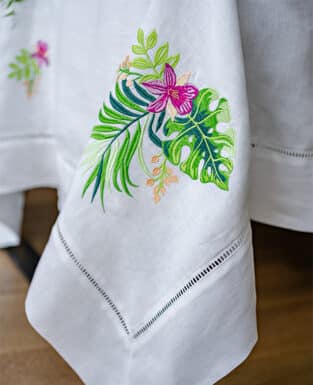 Tropical Opulence Hemstitch Linen Tablecloth 160*300 cm