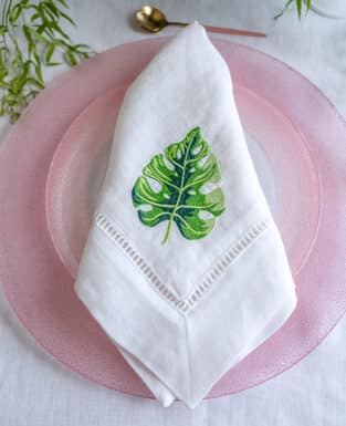 Double Layer Linen Leaf Embroidery  Napkin