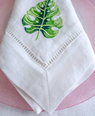 Double Layer Linen Leaf Embroidery  Napkin